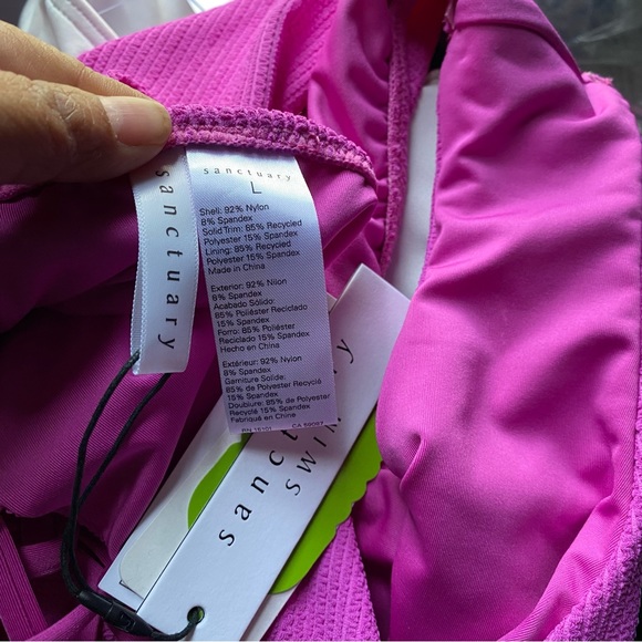 SANCTUARY women’s Sandbar Solids Lace-Up One-Piece Swimsuit in amethyst size L - Picture 4 of 8